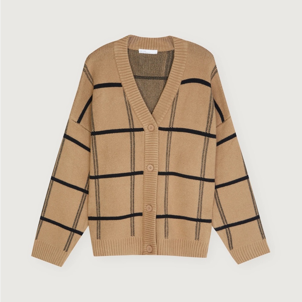 OAK + FORT OVERSIZED PLAID CARDIGAN